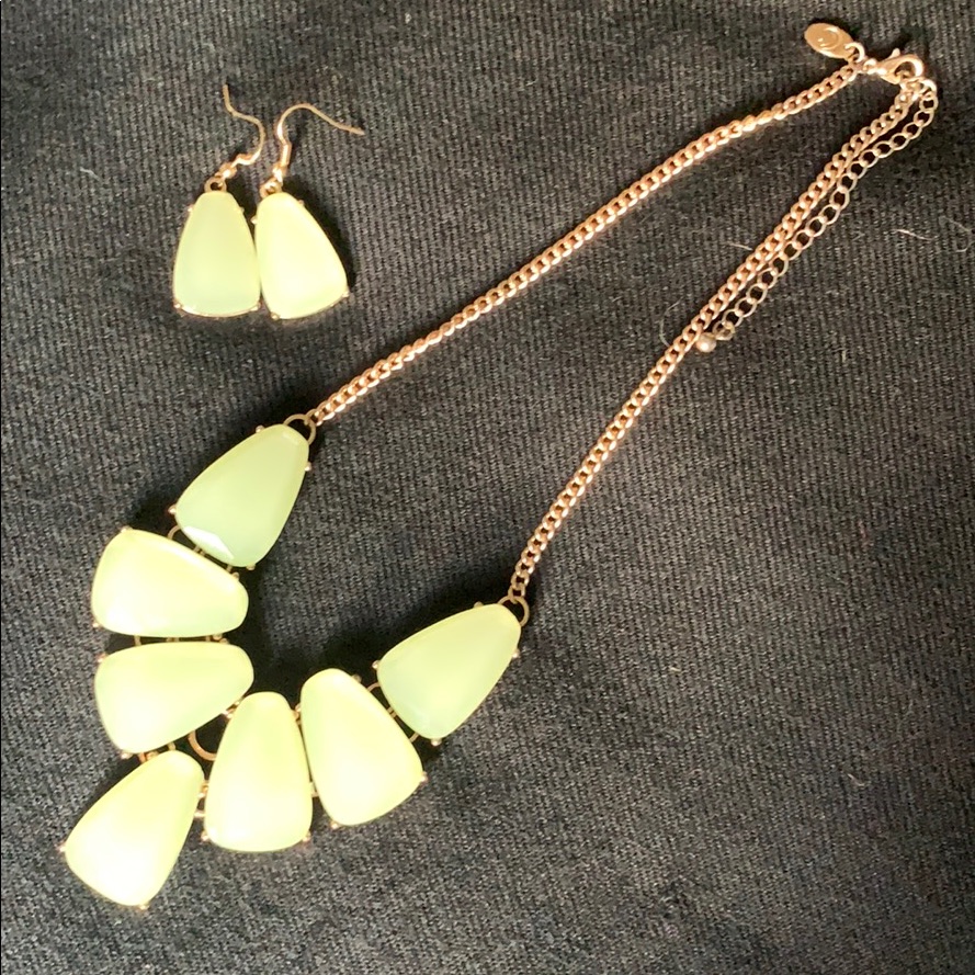 Mint Necklace With Matching Earrings
